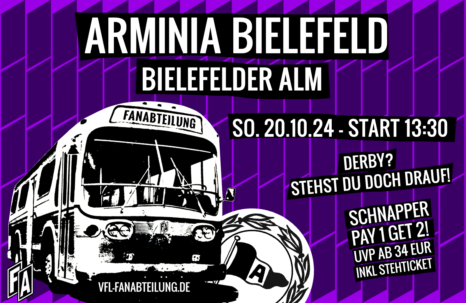 Kombiangebot (Stehplatzticket + Fahrt) mit der FA nach Bielefeld - AUSGEBUCHT